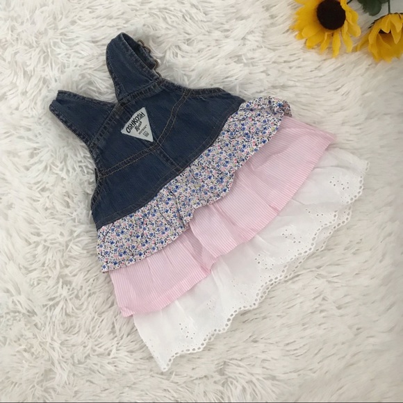 🎀 Oshkosh Baby Girl Ruffled Overall Denim Dress🎀 - Picture 4 of 4